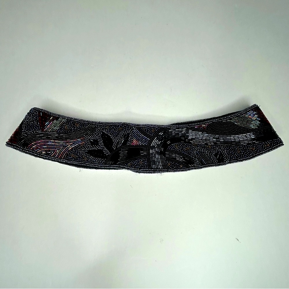Vintage 80's Beaded Cumberbund Statement Belt Artsy Glamcore Fairy Witchy Goth